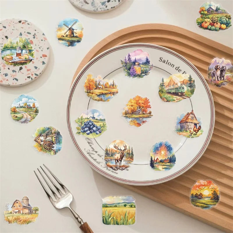 50PCS Kawaii Rural Scenery PET Sticker Aesthetic Decoration Scrapbooking Stationery DIY Hand Accounting Supplies for Kids (ONLINE ORDER ONLY)