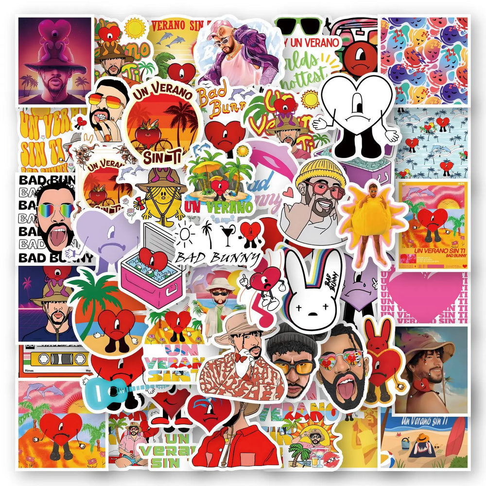 Un Verano Sin Ti Bad Bunny Stickers 10/30/50PCS Laptop Luggage Skateboard Decals Kid Gift (ONLINE ORDER ONLY)