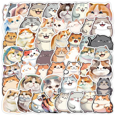 10/30/50pcs Kawaii Cat Cartoon Waterproof Stickers Cute Laptop Travel Luggage Phone Case Graffiti Sticker for Kids Classic Toys (Online Order Only)