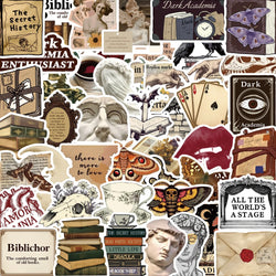 Dark Academia Aesthetic Stickers - Waterproof Art Decals for Phone, Laptop, Luggage, Skateboard (50PCS) (ONLINE ORDER ONLY)