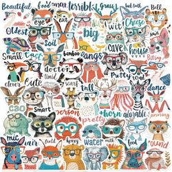 50PCS Cute Cartoon Animal Interjections Stickers DIY Phone Guitar Laptop Notebook Suitcase Cup Waterproof Sticker Kids Toy (ONLINE ORDER ONLY)