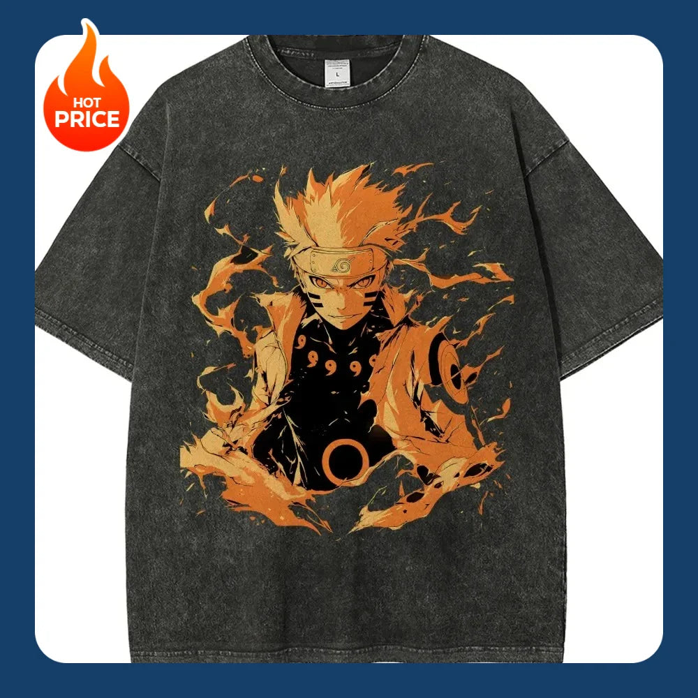 Naruto Washed T-Shirt: Retro 2026 Japanese Cotton Tee (ONLINE ORDER ONLY)