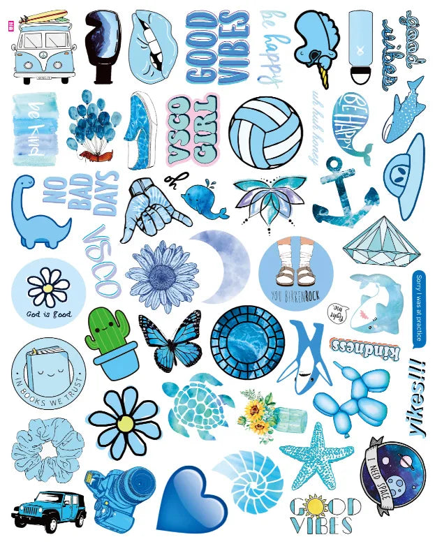 50pcs Cute Cartoon Stickers for Notebook, Luggage, Laptop, Phone (Online Order Only)