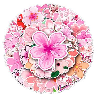 10/30/50PCS Ins Pink Cherry Blossoms Flowers Stickers DIY Travel Luggage Guitar Laptop Graffiti Sticker Decals Classic Kids Toys (ONLINE ORDER ONLY)