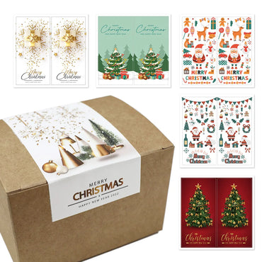 10-50pcs Merry Christmas Stickers 5x10cm Envelope Gift Cards Package Seal Label Christmas Decoration Gift Series Sticker Tags (ONLINE ORDER ONLY)