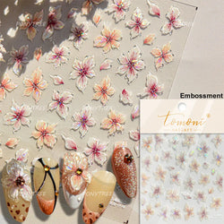 Cherry Blossom Dance Flower Gradient Petal Hot Stamping Laser Pink Adhesive Nail Art Stickers Special Process Manicure Decals (ONLINE ORDER ONLY)