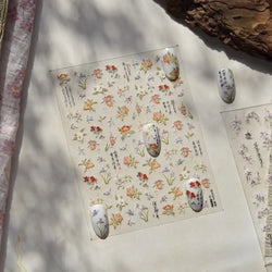 Antique Flowers Bird Swallow Fruit Narcissus Orchid Oranges Peaches Grape Cherry Strawberries Nail Art Stickers Manicure Decals (ONLINE ORDER ONLY)
