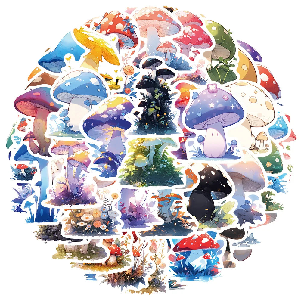 Mushroom Cartoon Stickers Set - Aesthetic Decals for Phone, Notebook, Suitcase, DIY Gift (ONLINE ORDER ONLY)