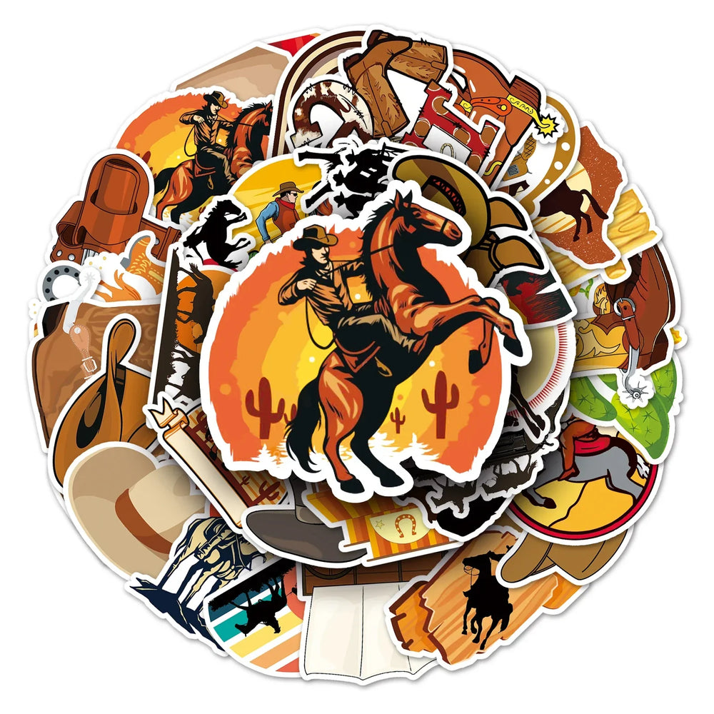 50Pcs Denim Cartoon Waterproof Vinyl Stickers for Skateboard Snowboard (ONLINE ORDER ONLY)