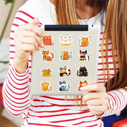 10/30/50PCS Cartoon Japanese Cat PVC Sticky Sticker Aesthetic Stationery DIY Decoration Scrapbooking School Supplies for Kids (ONLINE ORDER ONLY)