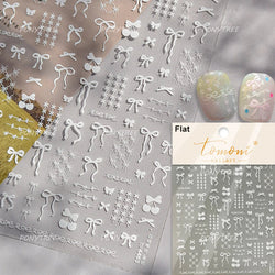 Gold Silver White Black Pink Blue Bowknot Ribbon Flat 3D Line Gird Strap Tie Elegant Charming Nail Art Stickers Manicure Decals (ONLINE ORDER ONLY)