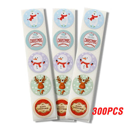 100-500pcs Christmas Stickers Roll Cartoons Gift Card Party Package Cute Santa Label Sealing Decor Party Supplies For Reward Kid (ONLINE ORDER ONLY)