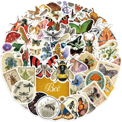 50pcs Retro Insects Stickers Toys Cute Animals Cartoon Decals For Kids DIY Laptop Scrapbook Stationery Fridge Funny Sticker (Online Order Only)