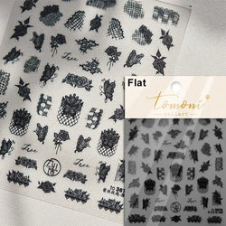 Charming Red Rose Phoenix Flower Wing Leaves Flower Feather Pearl Relief Embossed 5D Adhesive Nail Art Stickers Manicure Decals (ONLINE ORDER ONLY)
