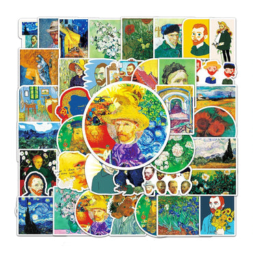 10/30/50PCS World Artist Oil Painting Work Vincent Van Gogh Aesthetic Sticker Packs (ONLINE ORDER ONLY)