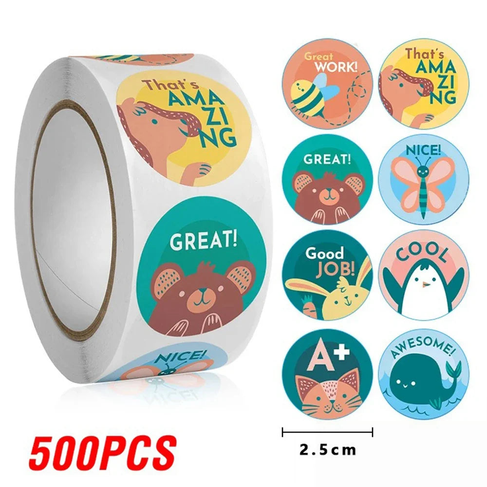100-500pcs Cartoon Animals Cute Reward Stickers for Kids School Teacher Supplies Kids Classic Toy Gift Sealing Decor Stationery (ONLINE ORDER ONLY)