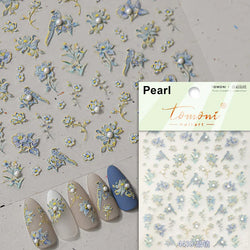 Charming White Shiny Pearl Rhinestone Wings Feathers Crown Moon Stars 3D Self Adhesive Nail Art Sticker Manicure Decal Wholesale (ONLINE ORDER ONLY)