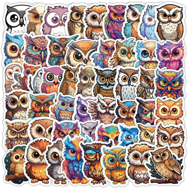 10/50pcs Cute Cartoon Animals Owl Stickers Toy Waterproof Graffiti For Laptop Water Bottle Phone Bicycle Car Decals Sticker (Online Order Only)