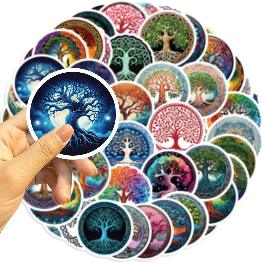 50pcs Tree Of Life Cartoon Stickers Aesthetic Plant Stickers Christmas Gift Kids Toys Phone Decals Laptop Stickers (Online Order Only)