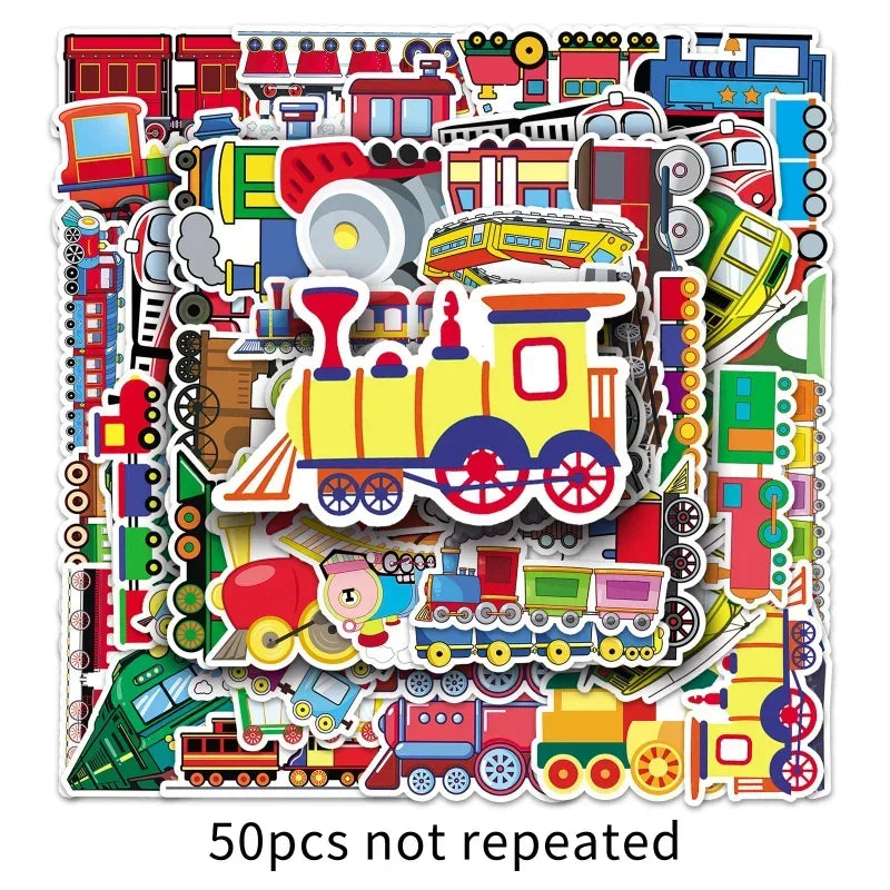 Cartoon Train Stickers 10/25/50pcs for DIY Scrapbooking Kids Laptop Phone Suitcase Helmet (Online Order Only)