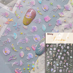 Starfish Dolphin Otter Shell Conch Whale Seahorse Pearl Oyster Infauna Self Adhesive Nail Art Stickers Manicure Decals Wholesale (ONLINE ORDER ONLY)