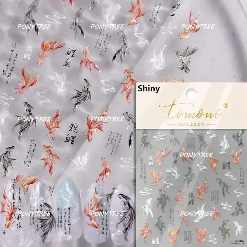 Hot Stamping Laser Shell Conch Starfish Pearl Whale Coral Dolphin Summer Beach Sea Wave Jellyfish Bubble Nail Art Stickers Decal (ONLINE ORDER ONLY)