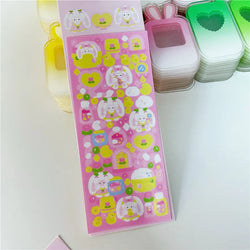 6/8pcs Kawaii Ribbon Rabbit Decorative Sticker Set Girls Scrapbooking Idol Card DIY Diary Album Collage Material Korean Stickers (ONLINE ORDER ONLY)