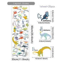 Dinosaur Alphabet Watercolor Wall Stickers for Kids Room (Online Order Only)
