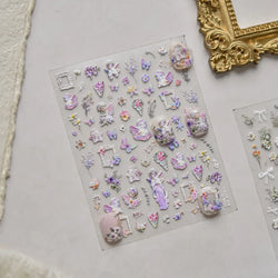 Angel Bowknot Stone Statue Vintage Photo Frame Flower Bed Bouquet Garden Rose Crown Adhesive Nail Art Stickers Manicure Decals (ONLINE ORDER ONLY)