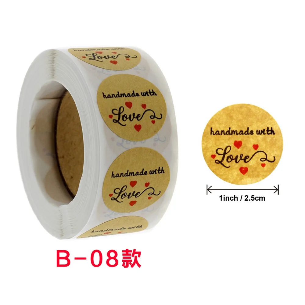50-500pcs Round Natural Kraft Handmade Thank You Stickers Scrapbooking For Gift Baking Package Adhesive Sticker Seal Labels (ONLINE ORDER ONLY)