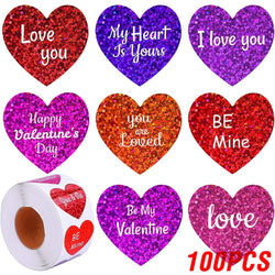 100-500pcs 1inch Red Heart Stickers for Valentine's Day New Baking Packaging Sticker Envelope Seals Love Decorative Stickers (ONLINE ORDER ONLY)