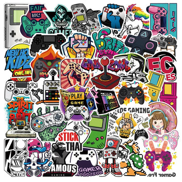 10/30/50PCS Cool Joystick Gamepad Video Game Stickers Graffiti DIY Notebook Phone Laptop Bike Cute Cartoon Decals Kids Toys Gift (ONLINE ORDER ONLY)