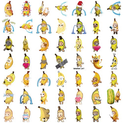 50PCS Cartoon Banana Cat PVC Sticker Aesthetic DIY Children's Decoration Scrapbooking Stationery Hand Accounting Supplies (ONLINE ORDER ONLY)