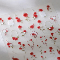 Rose Flower Bouquet Wreath Lace Green Leaves Beautiful Floret Heart Rich Adhesive Nail Art Decorations Stickers Manicure Decals (ONLINE ORDER ONLY)
