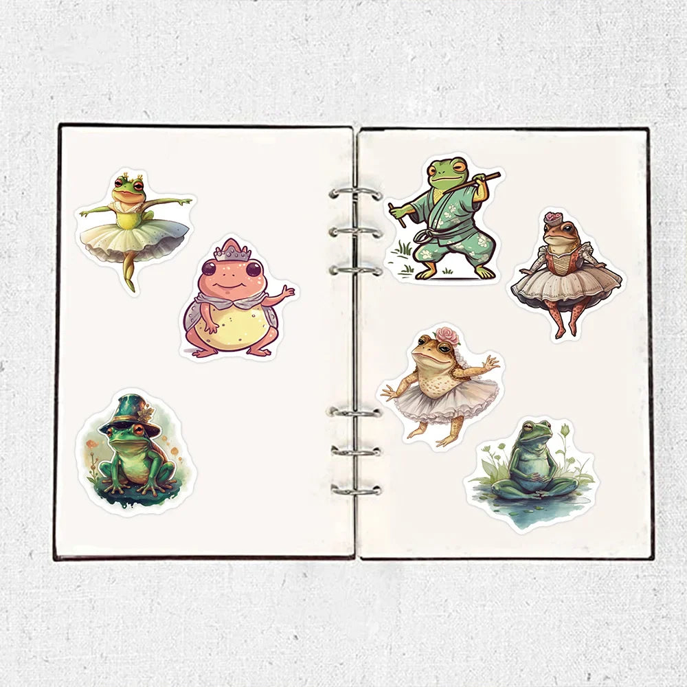 50pcs Psychedelic Frog Stickers For Guitar Laptop Helmet Scrapbook Suitcase Stationery Phone Vintage Sticker Craft Supplies (ONLINE ORDER ONLY)