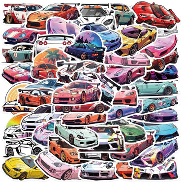 10/30/50PCS Fresh Racing PVC Sticker Aesthetic Colorful Decoration Scrapbooking DIY Korean Stationery School Supplies for Kids (ONLINE ORDER ONLY)