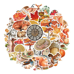 Vintage Autumn Forest Animal Stickers for Suitcase, Skateboard, Laptop, Luggage, Phone, Car - 10/30/50Pcs (ONLINE ORDER ONLY)