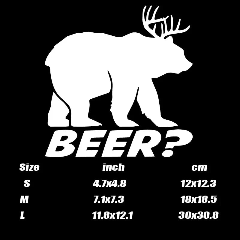 "BEER?"Stickers，creative bear & deer stickers，cool and funny for cars trucks motorcycles (ONLINE ORDER ONLY)