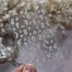 Camellia Tea After Rain Fragrant Flower Paint in Gold White Antique Chinese Characters Adhesive Nail Art Stickers Manicure Decal (ONLINE ORDER ONLY)