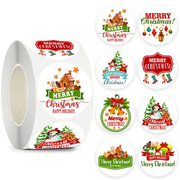 100-500pcs Merry Christmas Snowman Old Man Sticker Christmas Party Decor Sticker New Year Gift Box Sealed Baking Cake Tag (Online Order Only)