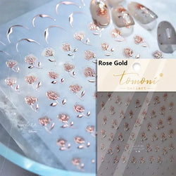 Pale Flower Bouquet Label Bowknot Stationery Sunflower Daisy Leaf 3D Self Adhesive Nail Art Stickers Rhinestone Manicure Decals (Online Order Only)