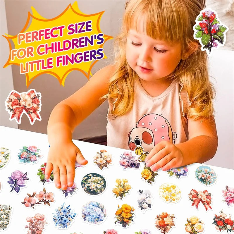 10/30/50PCS Vintage Rose and Floral Sticker Packs (ONLINE ORDER ONLY)