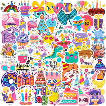 10/30/50PCS Happy Birthday PVC Sticker Aesthetic Decoration Scrapbooking Children's Korean Stationery School Supplies for Kids (ONLINE ORDER ONLY)
