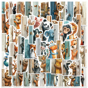 50pcs Funny Cartoon Peeking Animals Stickers DIY Waterproof Graffiti For Laptop Water Bottle Luggage Notebook Vinyl Decals (ONLINE ORDER ONLY)