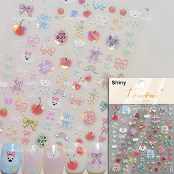 Bear Bowknot Bag Dessert Apple Core Earphone Cup Tulip Cherry Milk Cake Cookies Flower Adhesive Nail Art Stickers Manicure Decal (ONLINE ORDER ONLY)