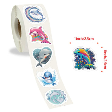 100-500pcs Cute Dolphin Stickers Reward Stickers Kids Toys DIY Scrapbook Party Gift Decoration Label Stationery Sticker (Online Order Only)