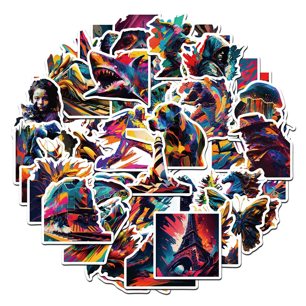 Magicism AI Graffiti Stickers: 10/30/50pcs for Laptop, Motorcycle, Luggage, Snowboard, Fridge (Online Order Only)