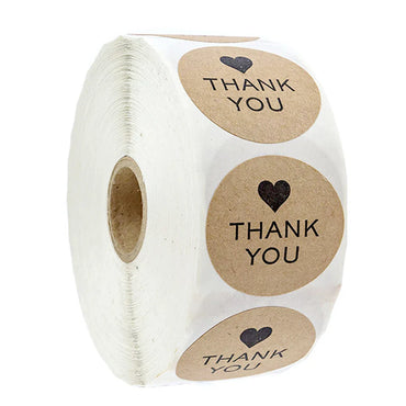 100-500pcs Kraft Paper Thank You Stickers With Heart Appreciation Tag Labels For Business Bag Seal Wedding Party Decoration (ONLINE ORDER ONLY)
