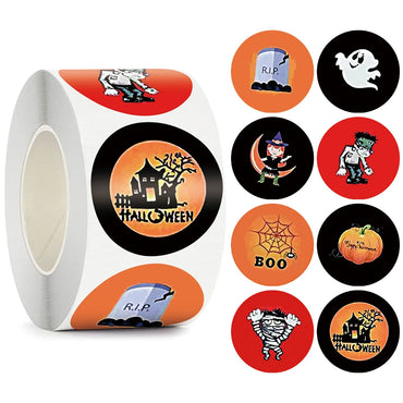 100-500pcs Halloween Paper Stickers Decor Pumpkin Ghost Gift Lable Seal Sticker Candy Bags Stickers Packaging Sealing Labels (ONLINE ORDER ONLY)