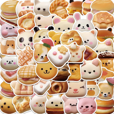 10/30/50PCS Cute Animal Cookie Stickers Funny Decals Toys DIY Notebook Phone Guitar Luggage Bike Kids Toys Cartoon Sticker Gift (ONLINE ORDER ONLY)